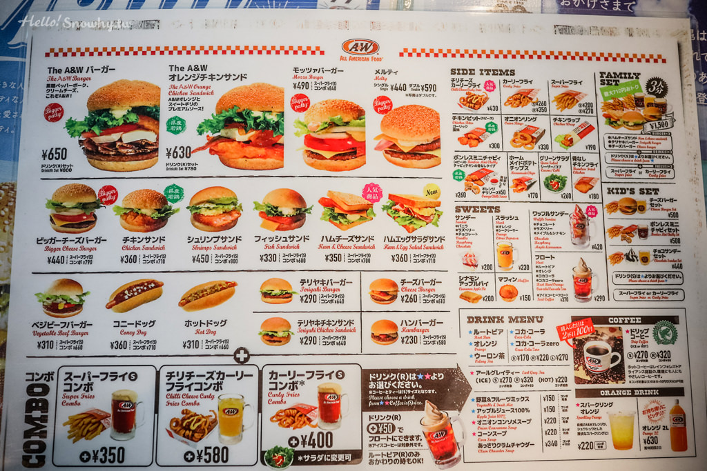 沖繩美食,A&W漢堡速食餐廳,沖繩打卡點,沖繩美式餐廳